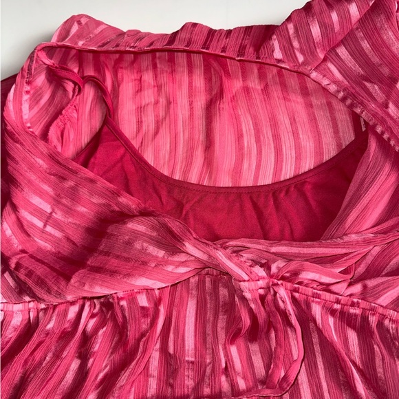 Motherhood Maternity Blouse XL Pink Sheer Overlay w/ Tank Top Flowy Waist - Picture 4 of 9